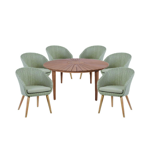 Sol Rattan Dining Chair & Roma 6 Seater Round Table
