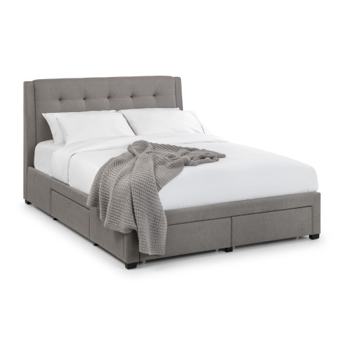 Fullerton Grey Linen 4 Drawer Bed - King Size (D222 x W161 x H113cm)