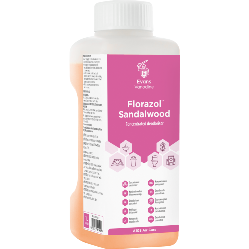 Evans Vanodine Air Fresheners Florazol Sandalwood Concentrated Deodoriser 1 litre (Box of 4)