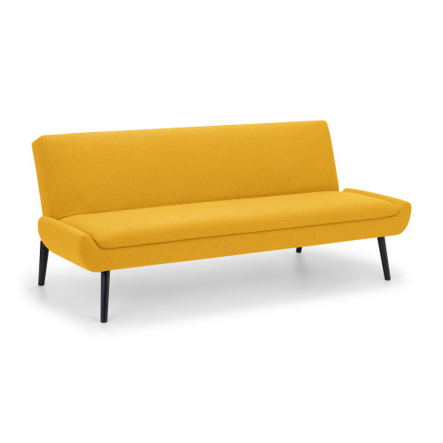 Gaudi Mustard Linen with a Black Leg Finish Curled Base Sofa Bed (D105 x W195 x H82)