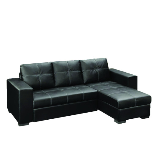 Gianni Black Faux Leather Corner Sofa & Sofa Bed (D163 x W250 x H91cm)