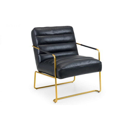 Giorgio Gold Frame with Black Faux Leather Accent Arm Chair (D63 x W83 x H80cm)
