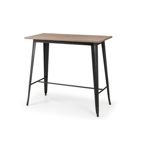 Grafton Mocha Elm and Black Steel Bar Table (D60 x W120 x H106cm)