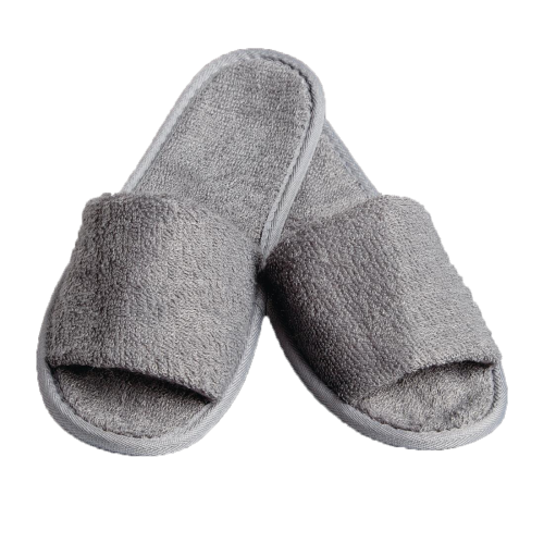 Curzon Grey Cotton Towel Open Toe Slippers 60g (Box of 10)