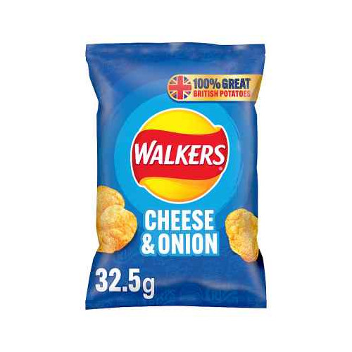 Walkers Cheese and Onion Crisps 32.5g (Box of 32)