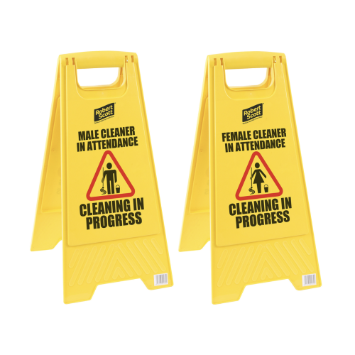 Male/Female Cleaner in Attendant Standard Safety Floor Sign (Box of 5)