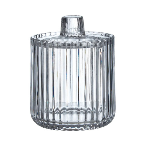 Striped Clear Glass Storage Jar