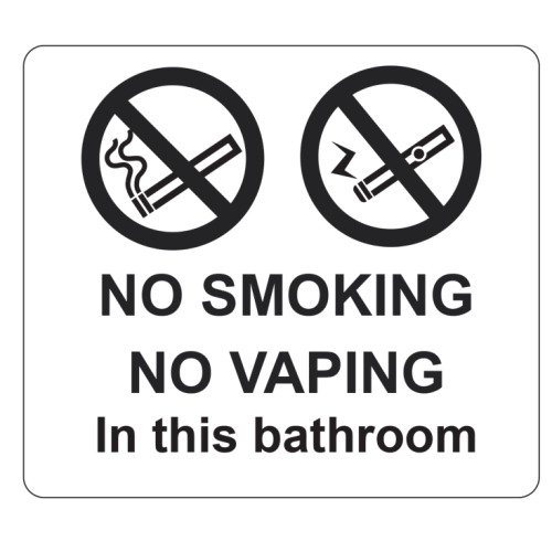 Clear No Smoking or Vaping Bathroom Sticker 8 x 7cm (Box of 5)