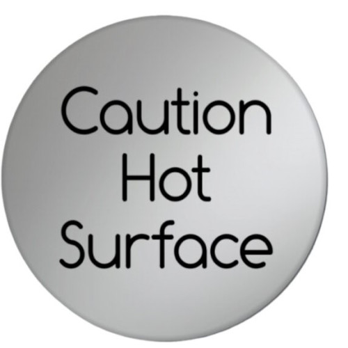 Metal Adhesive Caution Hot Surface Sign 8cm