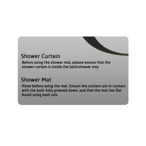 Silver Shower Curtain and Mat Tent Notice 10 x 7cm (Box of 5)