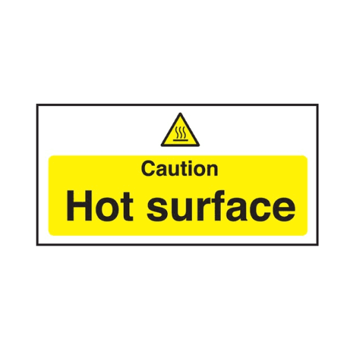 Yellow Caution Hot Surface Sticker 20 x 10cm