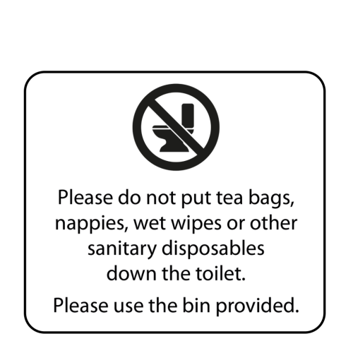 Bathroom Disposal Hygiene Sticker 8 x 7cm (Box of 5) - Clear