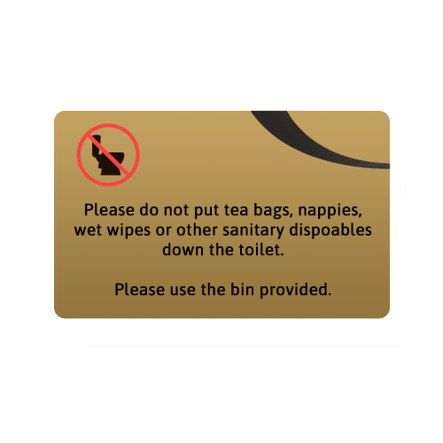 Disposal Hygiene Tent Notice 10 x 7cm (Box of 5) - Gold