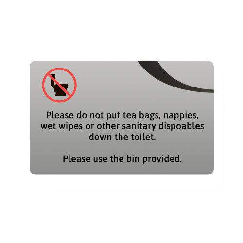Disposal Hygiene Tent Notice 10 x 7cm (Box of 5) - Silver