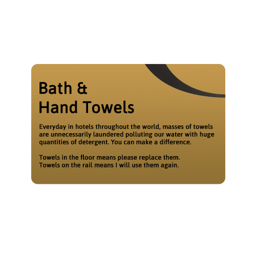 Gold Bath and Hand Towel Tent Notice 10 x 7cm (Box of 5)