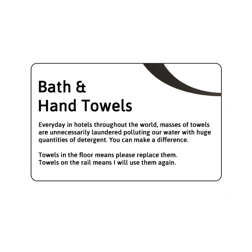 White Bath and Hand Towel Tent Notice 10 x 7cm (Box of 5)