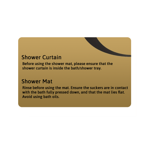 Gold Shower Curtain and Mat Tent Notice 10 x 7cm (Box of 5)