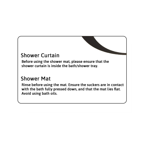 White Shower Curtain and Mat Tent Notice 10 x 7cm (Box of 5) 