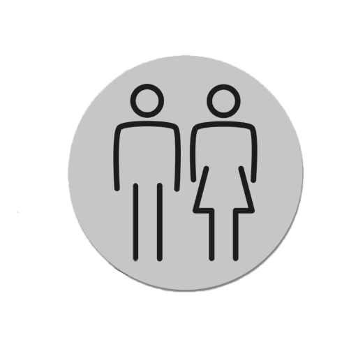Laser Laminate Generic Toilet Sign 15cm - Silver
