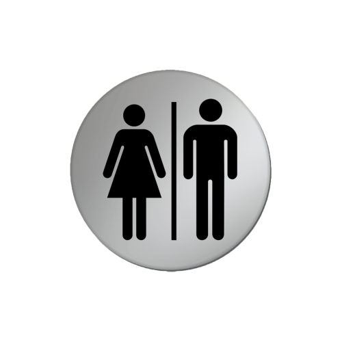 Plastic Generic Toilet Sign 8cm - Satin Silver