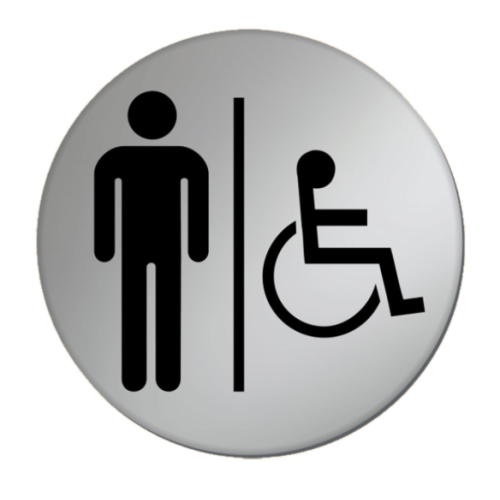 Satin Silver Plastic Gents and Disabled Toilet Sign 8cm