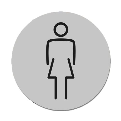 Silver Laser Laminate Ladies Toilet Sign 15cm