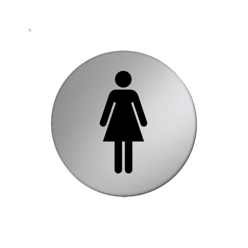 Plastic Ladies Toilet Sign 8cm - Satin Silver