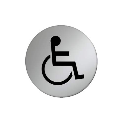 Satin Silver Plastic Disabled Toilet Sign 8cm