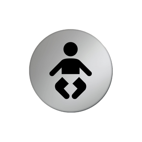 Plastic Baby Change Sign 8cm - Satin Silver