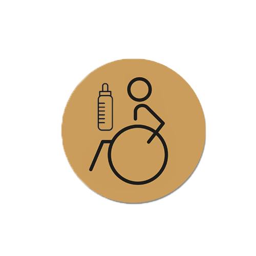 Laser Laminate Left Facing Baby Change and Disabled Toilet Sign 15cm - Gold