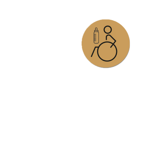 Gold Laser Laminate Left Facing Baby Change and Disabled Toilet Sign 15cm
