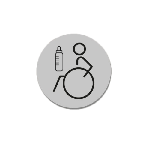 Silver Laser Laminate Left Facing Baby Change and Disabled Toilet Sign 15cm