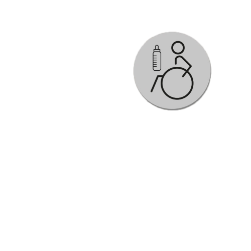 Silver Laser Laminate Left Facing Baby Change and Disabled Toilet Sign 15cm