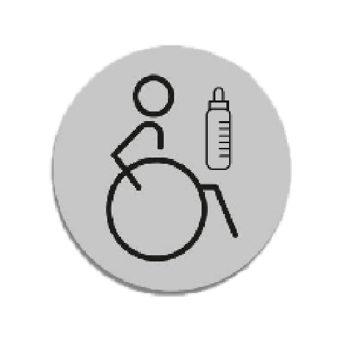 Laser Laminate Right Facing Baby Change and Disabled Toilet Sign 15cm - Silver