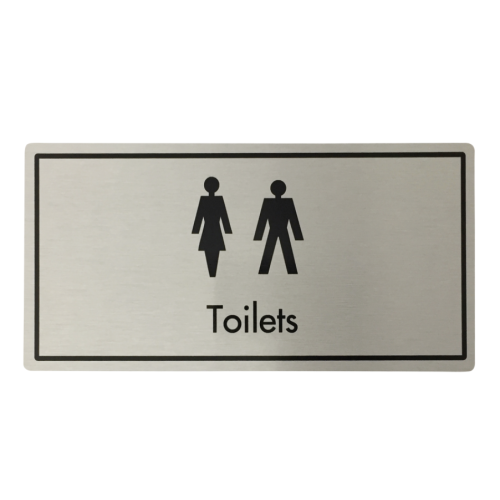 Silver Adhesive Generic Toilet Sign 20 x 10cm