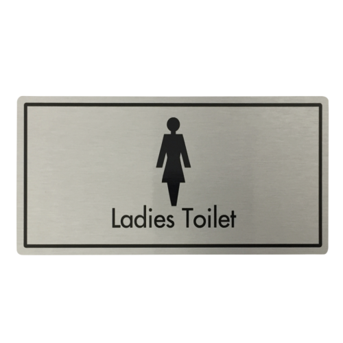 Silver Adhesive Ladies Toilet Sign 20 x 10cm