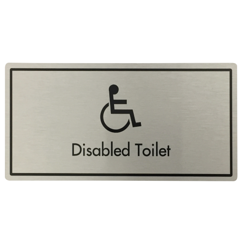 Silver Adhesive Disabled Toilet Sign 20 x 10cm