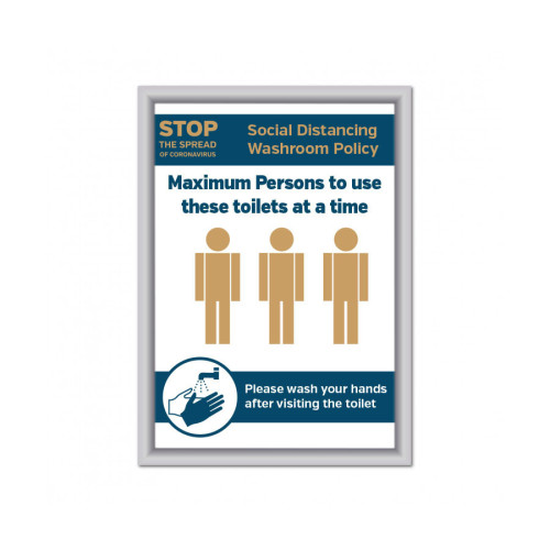 Silver A4 Snap Frame Max 3 Persons in Toilets