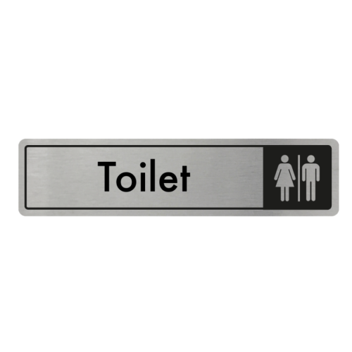 Silver Adhesive Generic Toilet Sign 18 x 4cm