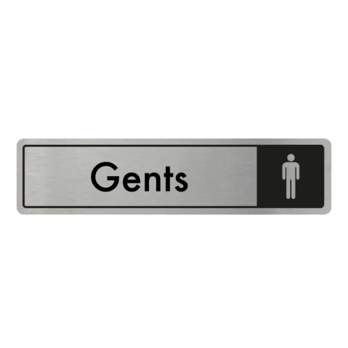 Silver Adhesive Gents Toilet Sign 18 x 4cm