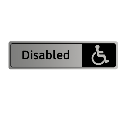 Silver Adhesive Disabled Toilet Sign 18 x 4cm