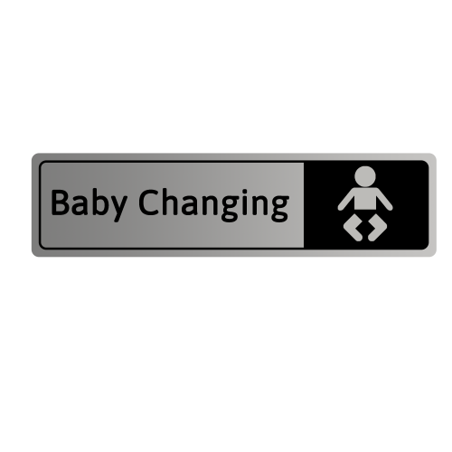 Silver Adhesive Baby Change Sign 18 x 4cm