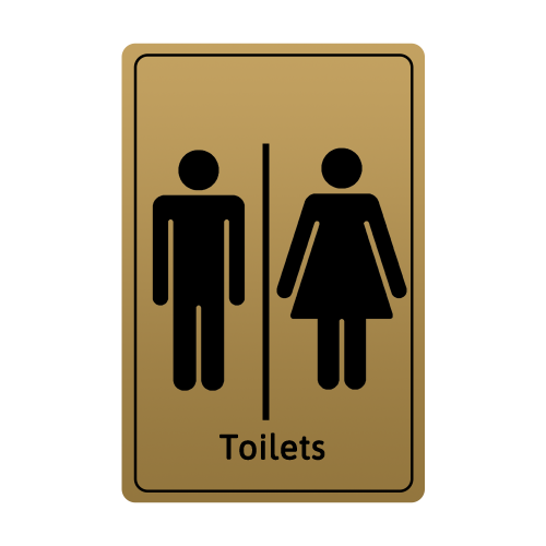 Adhesive Generic Toilet Sign 13 x 8cm - Gold