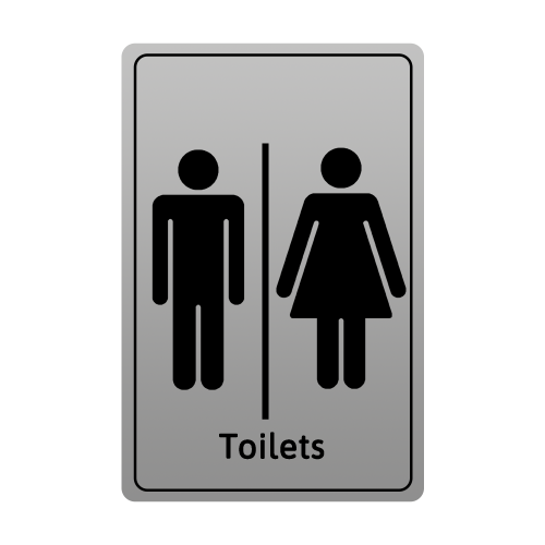 Adhesive Generic Toilet Sign 13 x 8cm - Silver