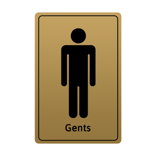 Adhesive Gents Toilet Sign&Acirc;&nbsp;13 x 8cm - Gold