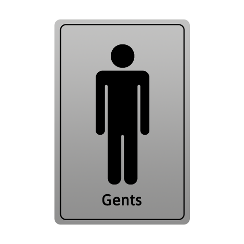 Silver Adhesive Gents Toilet Sign 13 x 8cm