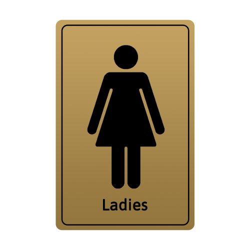 Adhesive Ladies Toilet Sign&Acirc;&nbsp;13 x 8cm - Gold