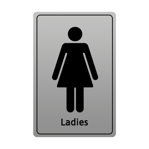 Silver Adhesive Ladies Toilet Sign 13 x 8cm