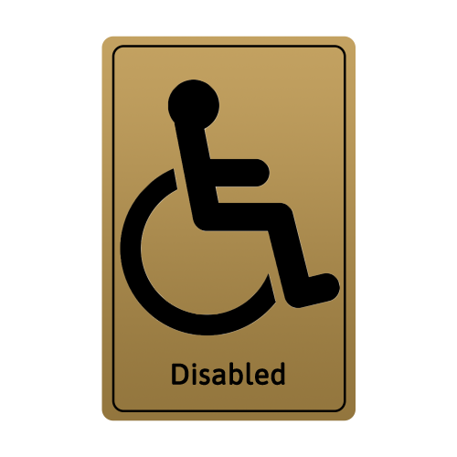 Gold Adhesive Disabled Toilet Sign 13 x 8cm