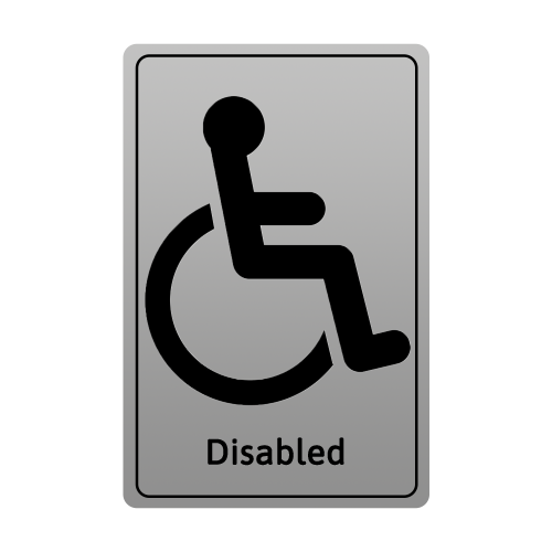 Silver Adhesive Disabled Toilet Sign 13 x 8cm